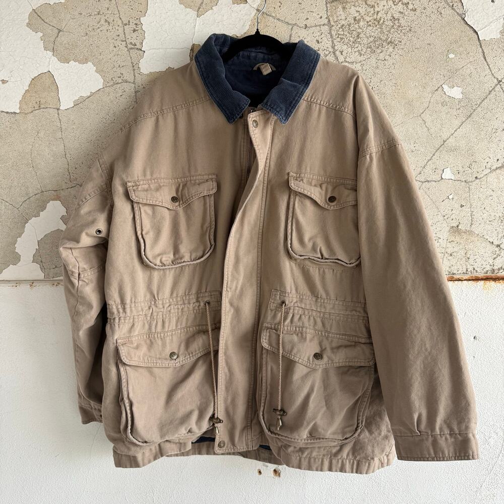 Vtg 90s Utility Chore Jacket Barn Coat Corduroy Collar Arizona Jeans Co Mens XL